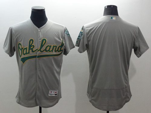 Athletics Blank Grey Flexbase Authentic Collection Stitched MLB Jersey - Click Image to Close